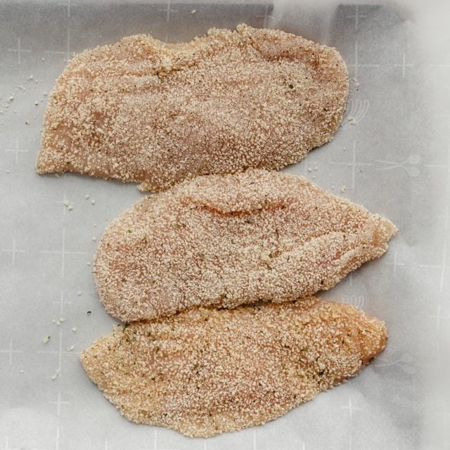 Thinly sliced breaded chicken breasts