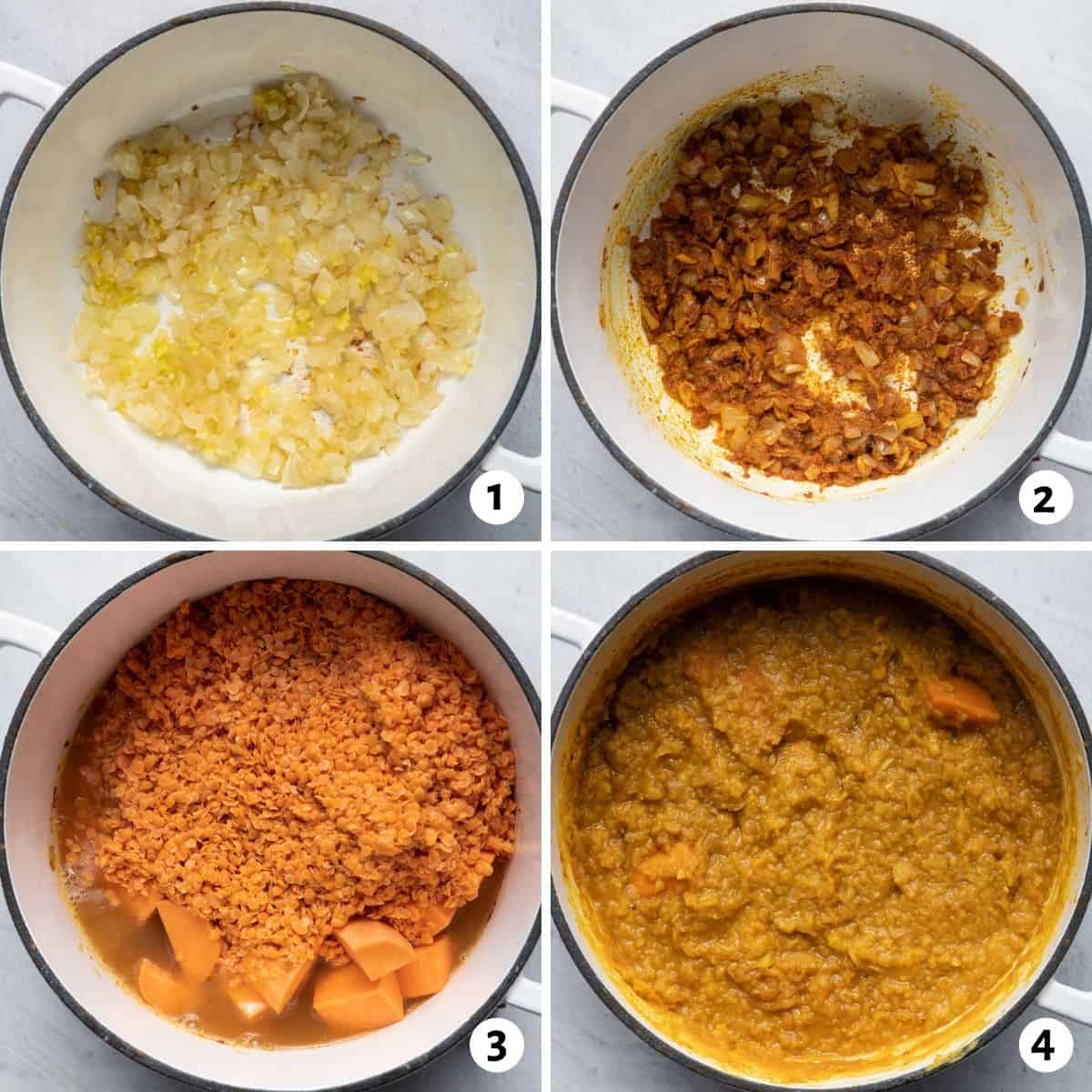 4 image collage to show how to make the recipe