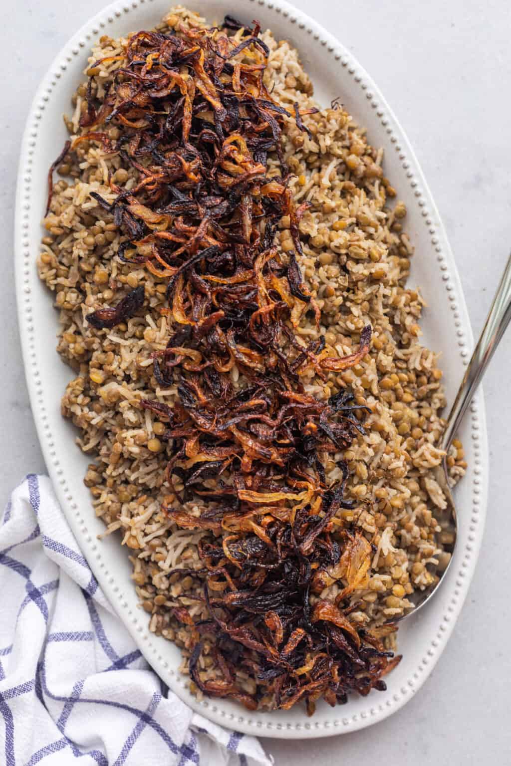 Mujadara {Lebanese Lentils and Rice Recipe} - FeelGoodFoodie