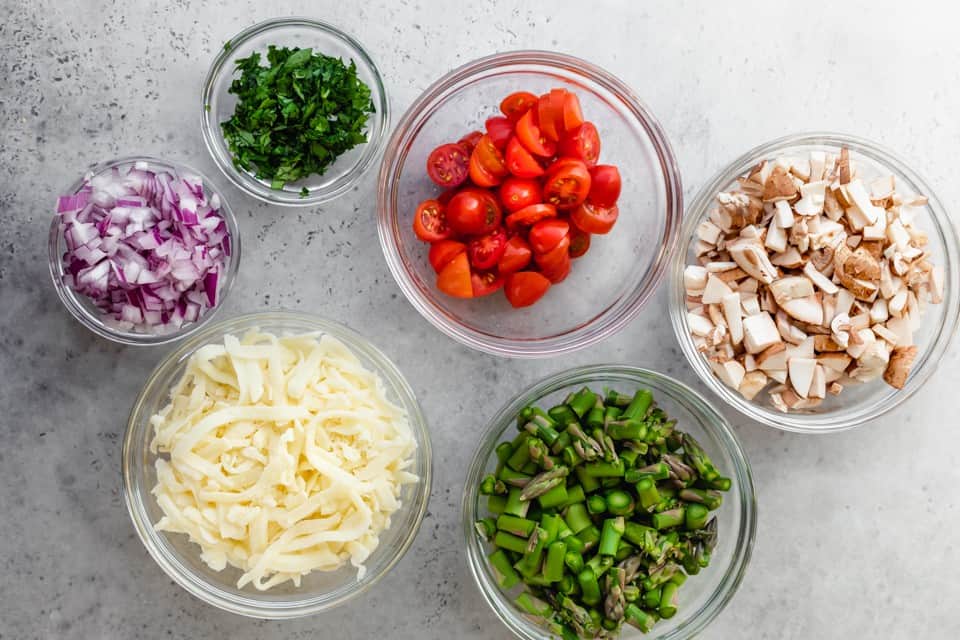 Ingredients to Make a Vegetable Frittata.