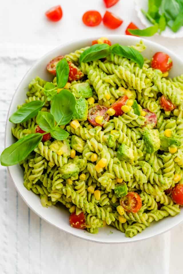 Vegan Avocado Caprese Pasta Salad, Recipe