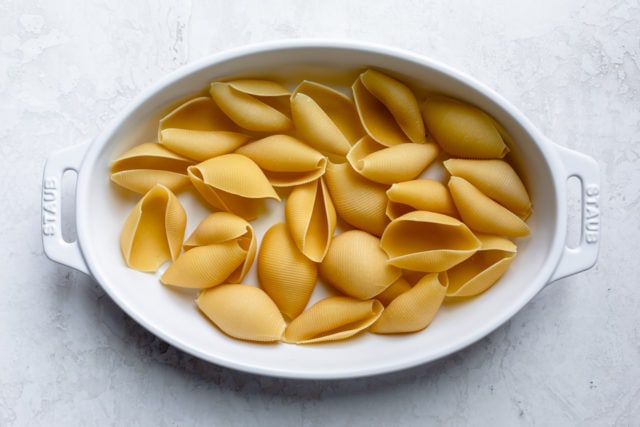 Jumbo pasta shells before cooking