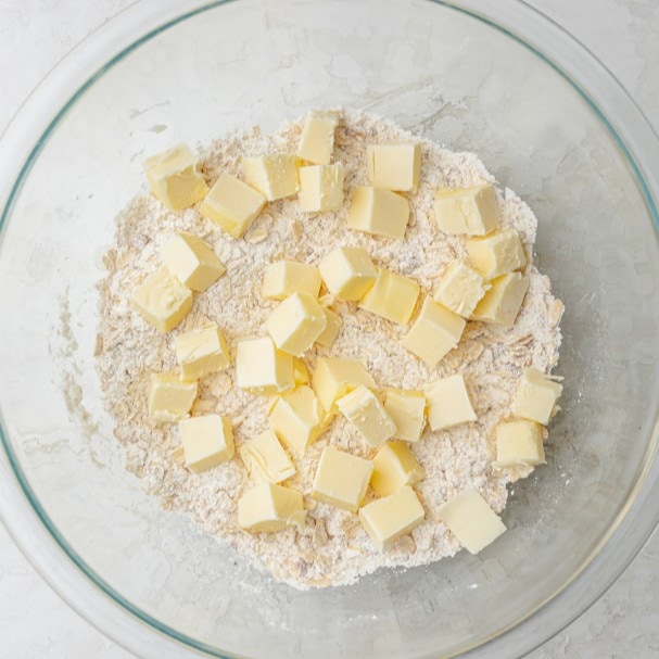 Butter cubes added on top.