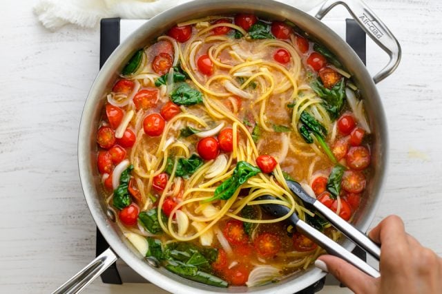 What the pasta looks like after about 10 minutes - the sauce is thickening