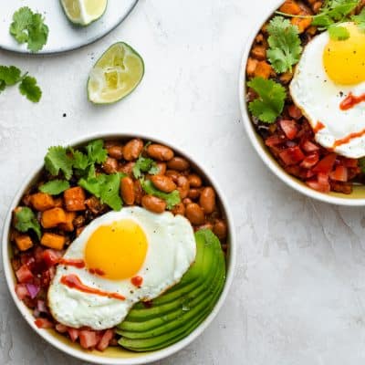 Two tex mex breakfast bowls