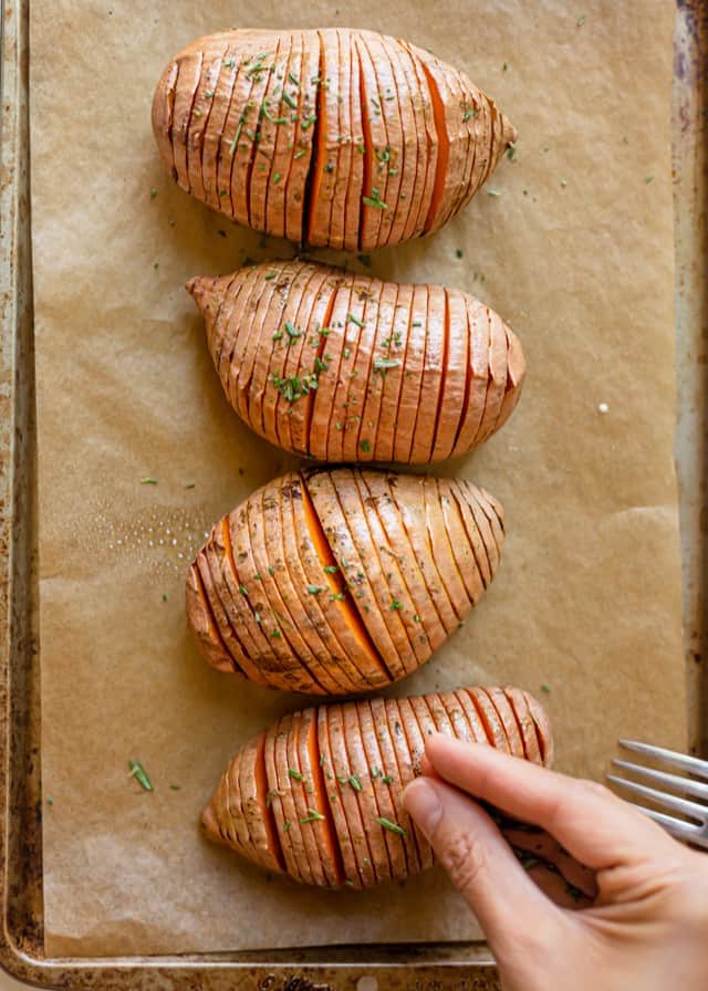 Cooked sweet potatoes.