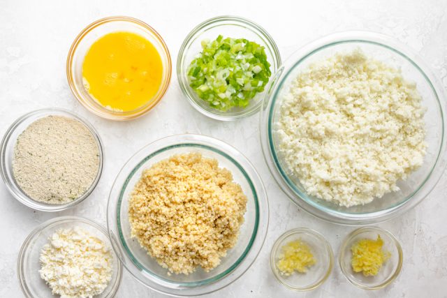 Ingredients to make the recipe each in a separate bowl