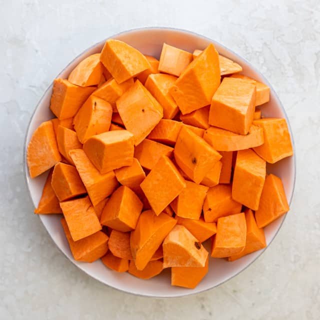 Potatoes cut into chunks.