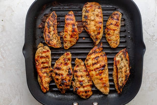 Cooking the chicken on an indoor grill pan