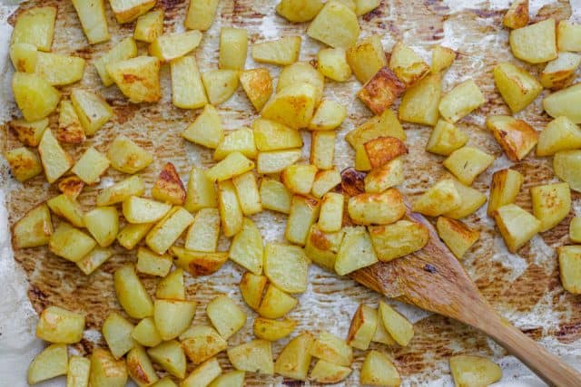 Roasted potatoes after coming out of the oven