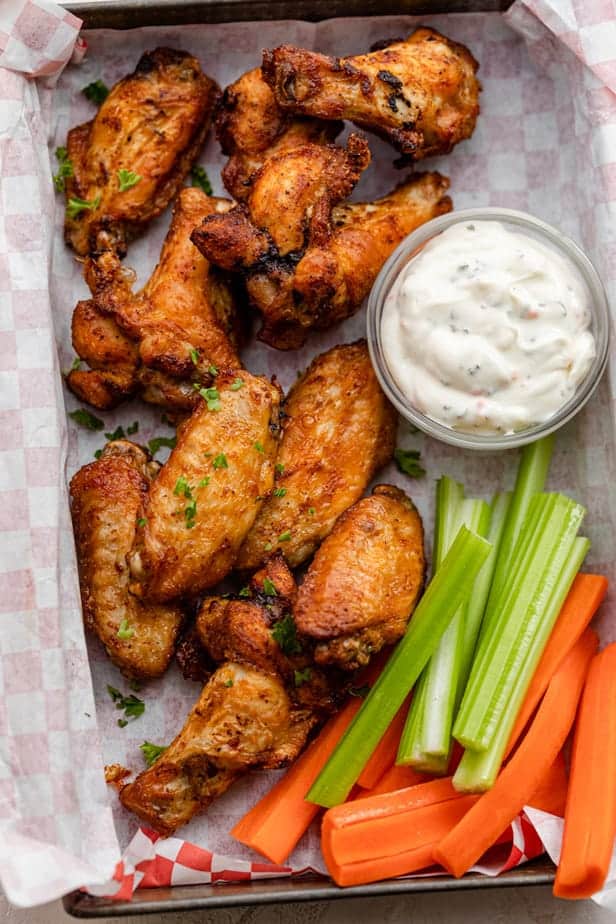 Crispy air fryer chicken wings for game day/super bowl