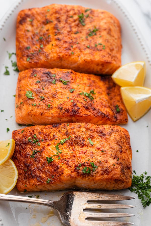 Salmon cooked in the air fryer