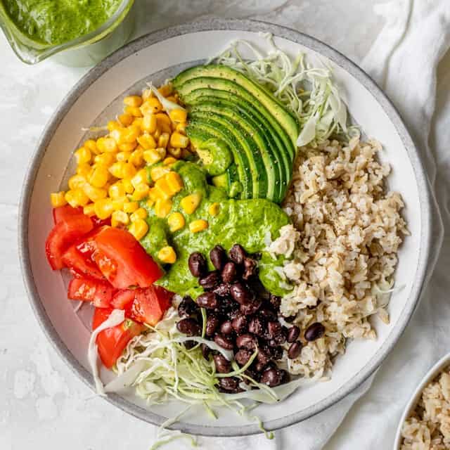 Brown rice grain bowl.