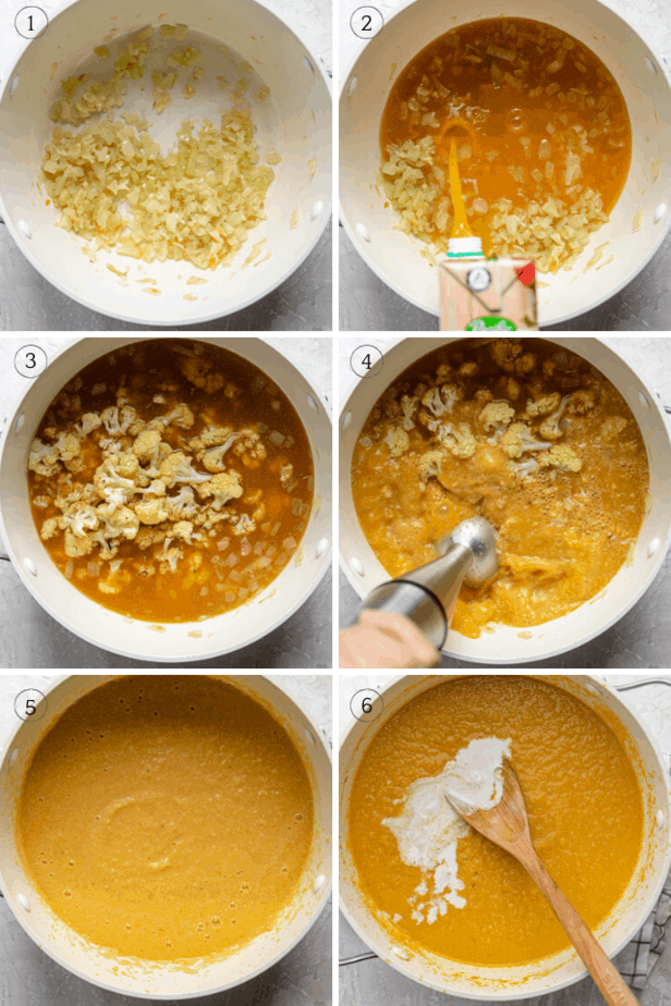 Process shots to show ingredients going into the pot and getting cooked