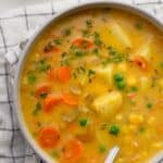 Creamy vegetable soup - vegan soup recipe made with potatoes and oat milk