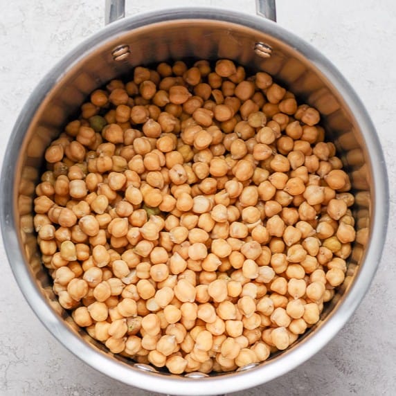 Chickpeas drained and placed in a large pot.