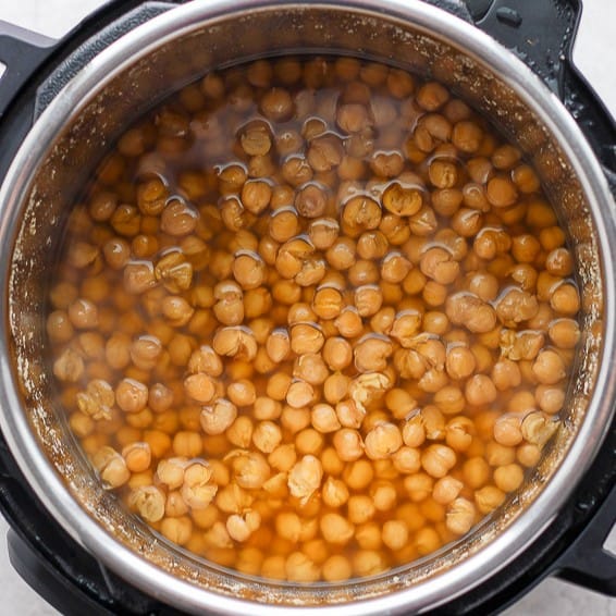 Chickpeas in pressure cooker after cooked.