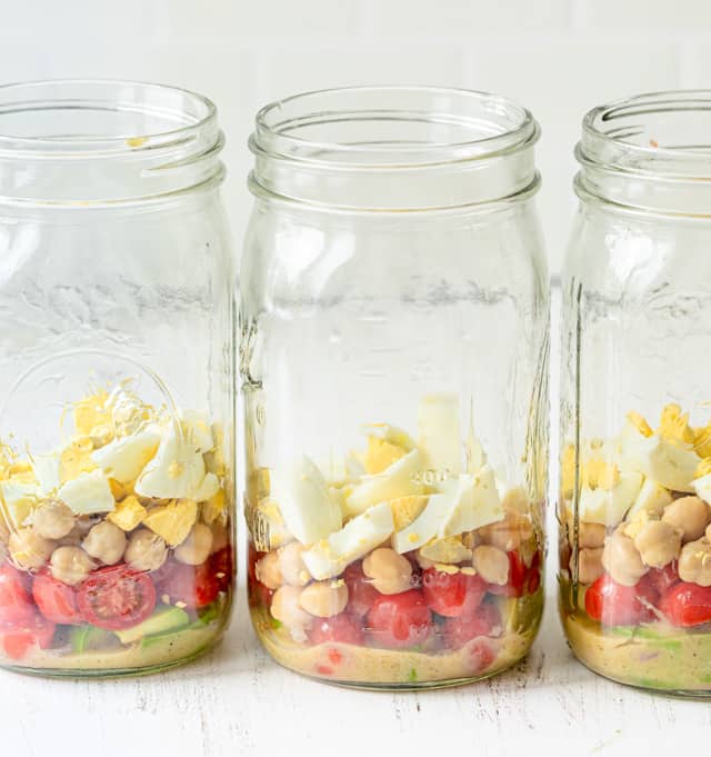 Mason Jar Cobb Salads  Healthy Lunch Ideas - Feelin Fabulous