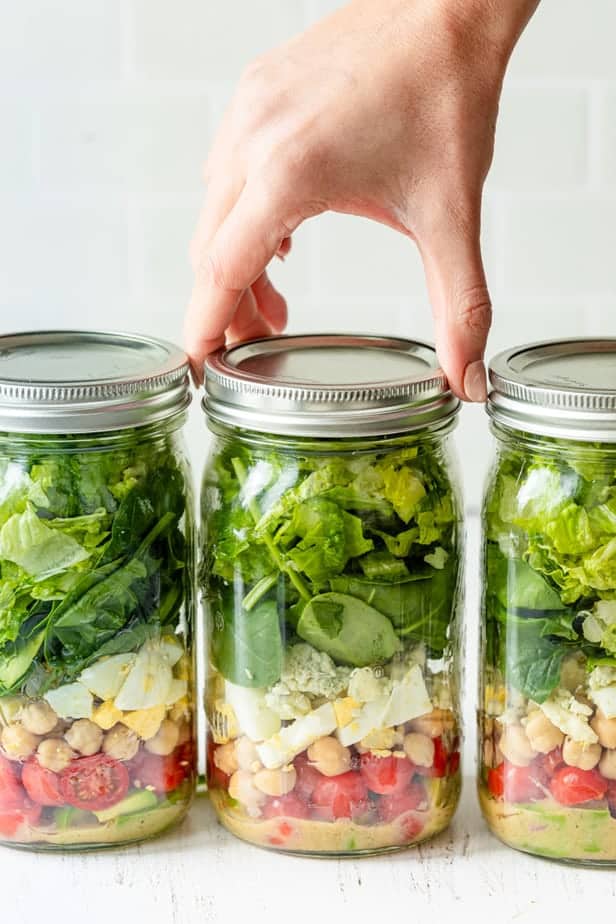 Mason Jar Cobb Salads  Healthy Lunch Ideas - Feelin Fabulous