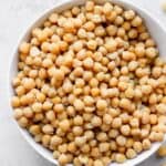Large bowl of chickpeas after they've been cooked