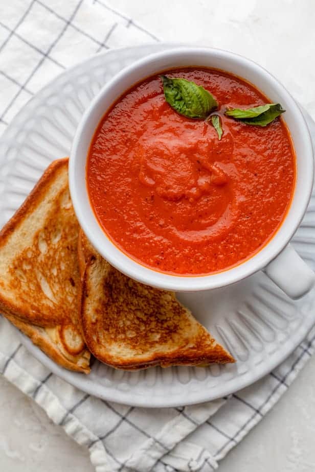 Fresh Tomato Soup with Basil with Tomato Puree