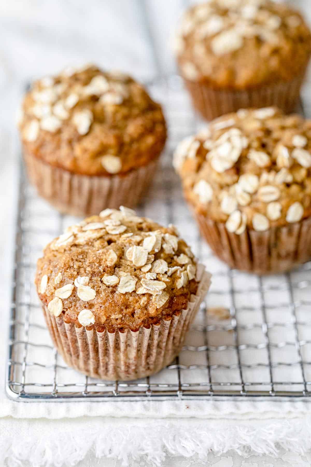 Healthy Banana Nut Muffins made with oats