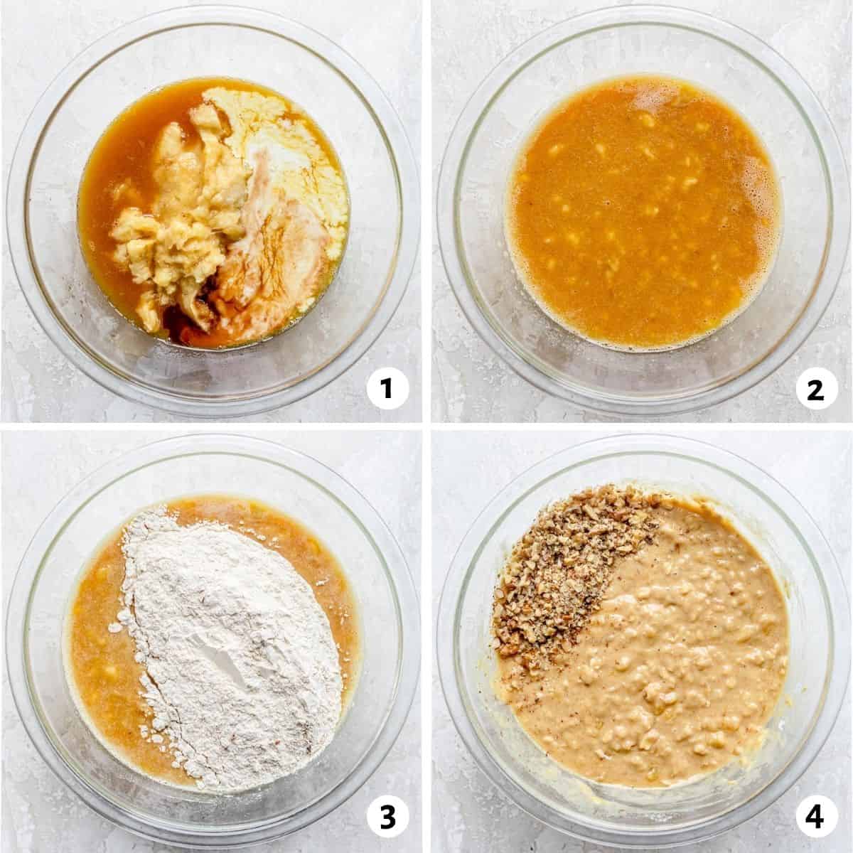 Process shots to show how to prepare the muffin batter