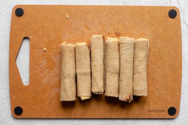 6 rolled cheese sandwiches before cooking