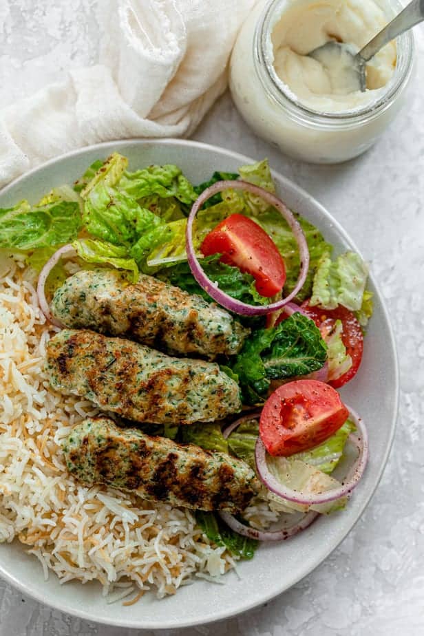 Grilled Middle Eastern Chicken Kofta Kebab Skewers