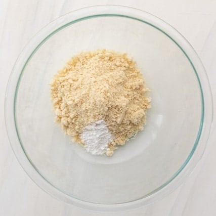 Dry ingredients for the honey tahini cookies in a bowl.