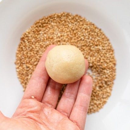 Rolled ball of cookie dough.