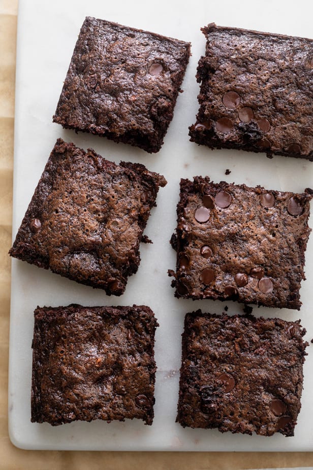 zucchini brownies cut into squares