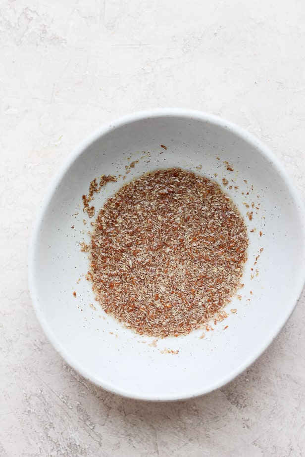 top down shot of flax egg