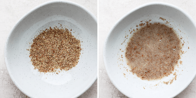 process shots of making a flax egg