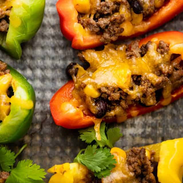 Bell pepper nachos on a baking rack.