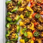 Loaded bell pepper nachos when they come out of the oven