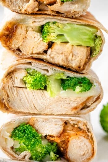 Wrap halves stacked on top of each other.