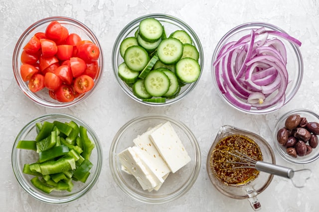 Ingredients to make the Greek salad