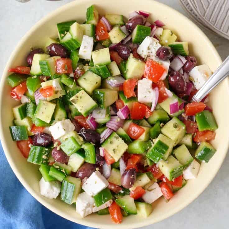 Classic Greek Salad With Simple Dressing - Feel Good Foodie