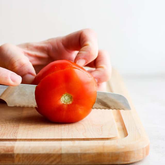 Tomato cut in half.