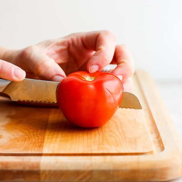 Tomato cut in half.