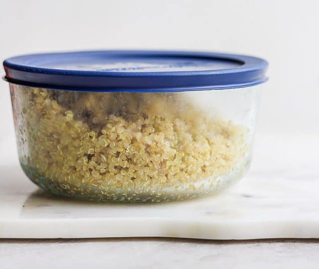 quinoa in a Tupperware container