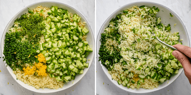 Cucumber Lemon Orzo Salad - FeelGoodFoodie