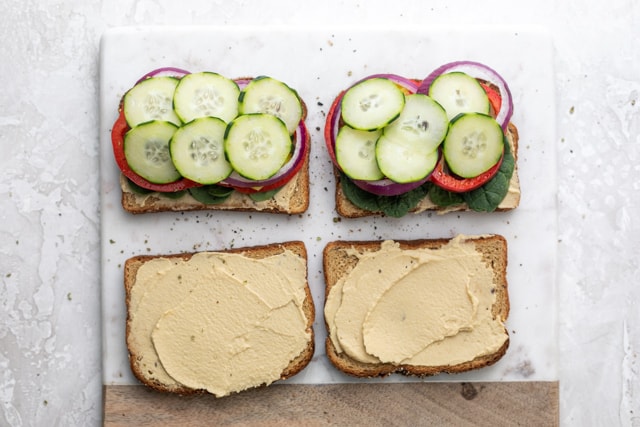 Veggie and Hummus Sandwich {Vegan Friendly} - FeelGoodFoodie