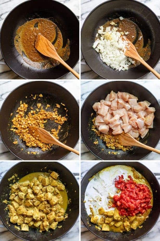 Process shots to show how to make the recipe all in one pot
