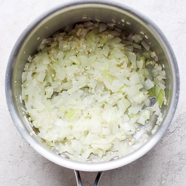 Onions and garlic after cooked.