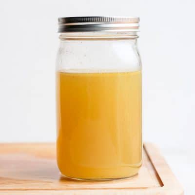 Cooled stock in a glass mason jar