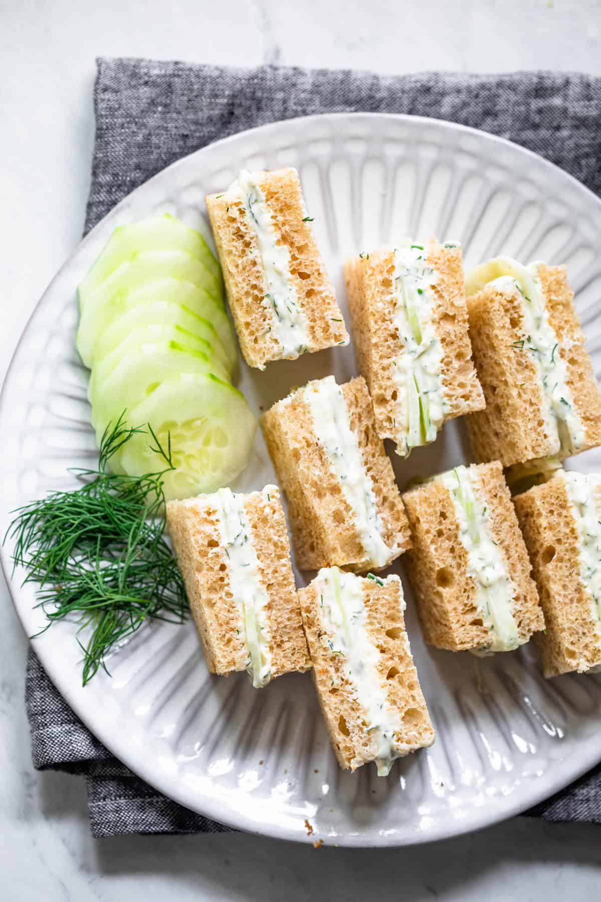 Top view of cucumber sandwiches