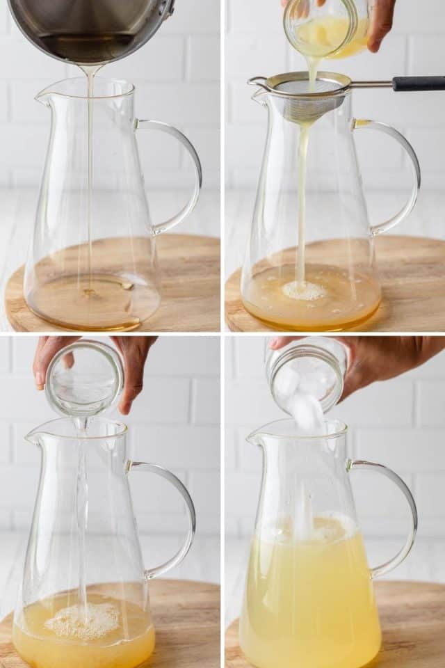 Step by step process shots for how to make lemonade from scratch