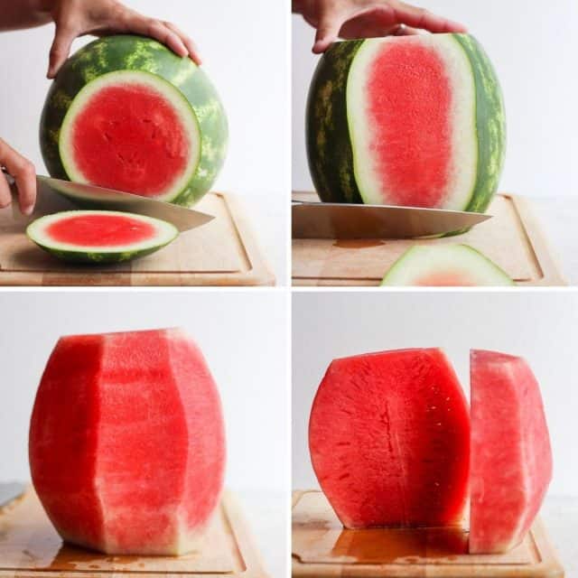 when slicing watermelon most commonly the cut would be 